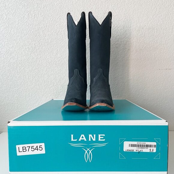 Lane EMMA JANE Womens Cowboy Boots 7.5 Navy Suede Western Cowgirl Mid Calf Tall - Picture 11 of 12